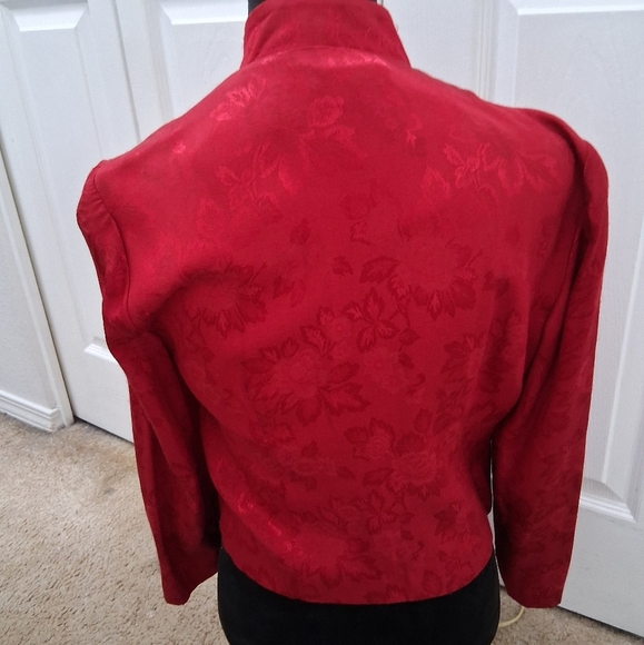 Vintage D.J. Summers Red Embossed Zip Up Jacket   Size 4P - Picture 6 of 13